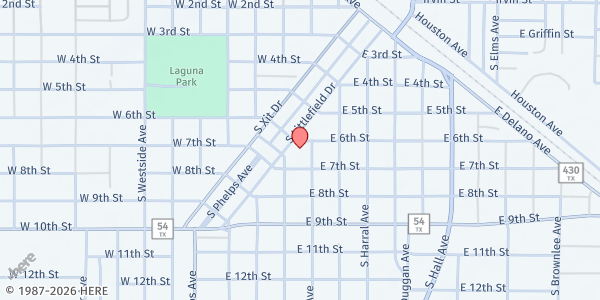 Map showing First Baptist Church at 400 E. 6th St., Littlefield, TX