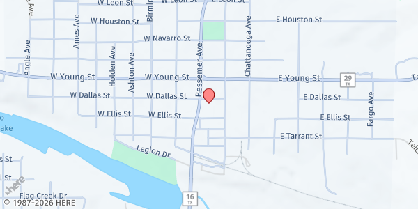 Map showing Holy Trinity Catholic Church at 708 Bessemer Ave., Llano, TX