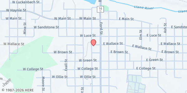 Map showing Llano Food Pantry at 1110 Berry St., Llano, TX