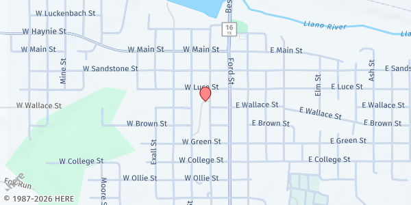 Map showing Llano Food Pantry at 1110 Berry Street, Llano, TX