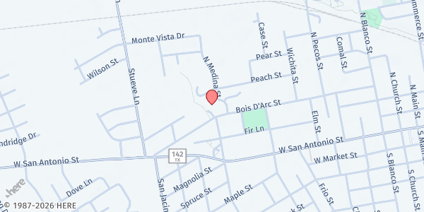 Map showing Caldwell County Christian Ministries at 901 Bois-D'arc Street, Lockhart, TX