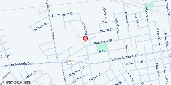 Map showing Caldwell County Christian Ministries at 901 Bois D'Arc St. #910, Lockhart, TX