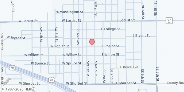 Map showing Lockney Methodist Church at 102 W Poplar St, Lockney, TX