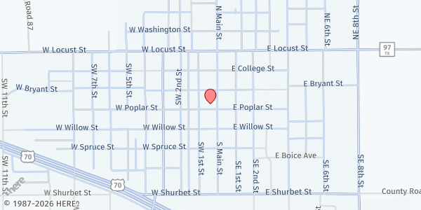 Map showing Lockney Methodist Church at 102 W. Poplar St., Lockney, TX
