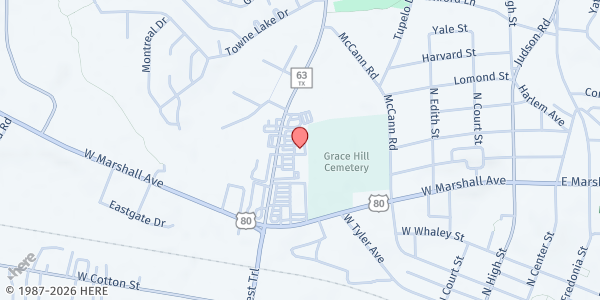 Map showing Casa de Oracion at 310 N Spur 63, Longview, TX