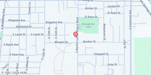 Map showing Community Outreach Mission on MLK at 1002 S. Martin Luther King Jr Blvd., Longview, TX