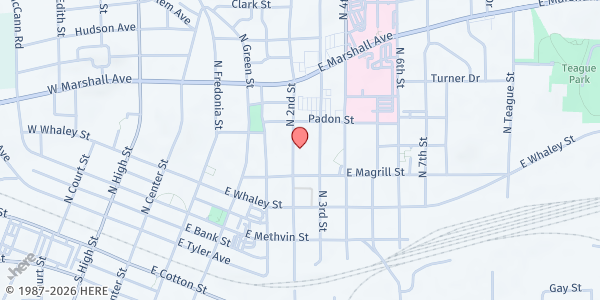Map showing Longview Community Ministries at 506 N. 2nd Street, Longview, TX