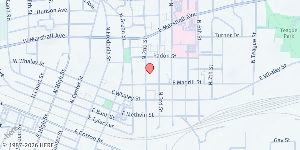Map showing Longview Community Ministries at 506 N. Second St., Longview, TX