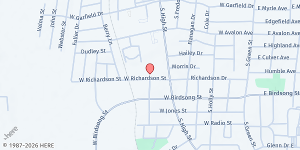 Map showing Woodland Hill Church of Christ at 511 W Richardson, Longview, TX