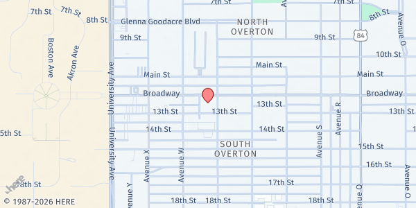 Map showing First Baptist Church Lubbock at 2201 Broadway St., Lubbock, TX