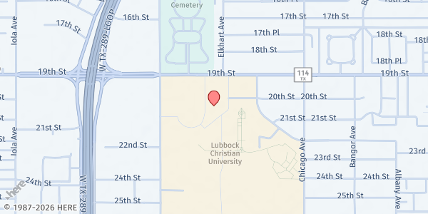 Map showing Green Lawn Church of Christ at 5701 19th St., Lubbock, TX