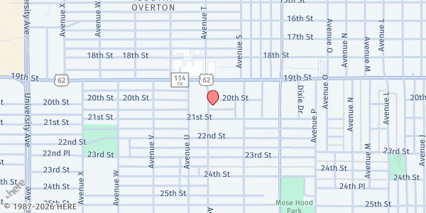 Map showing Hope Community of Shalom at 2005 Avenue T, Lubbock, TX