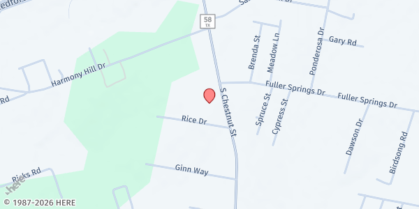 Map showing Harmony Hill Baptist Church at 2708 S. Chestnut St., Lufkin, TX