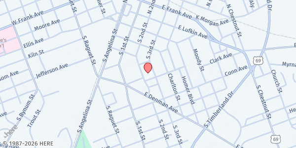 Map showing Salvation Army - Lufkin at 412 S. Third, Lufkin, TX