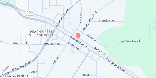 Map showing Magnolia Helping Hands at 18550 FM 1488, Magnolia, TX