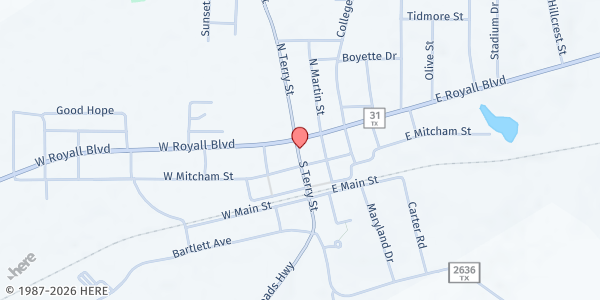 Map showing Faith in Action at 309 W. Mitcham St., Malakoff, TX