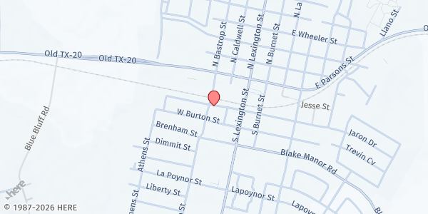Map showing Travis County Community Center - Manor at 600 W Carrie Manor Street, Manor, TX