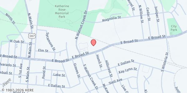 Map showing RCCG Lighthouse Mobile Pantry - Mansfield at 711 E. Broad St., Mansfield, TX