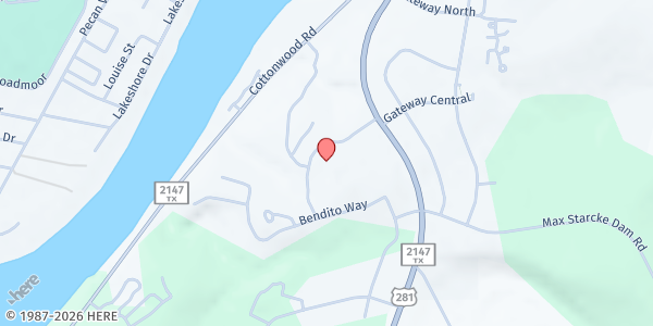 Map showing First Baptist Church of Marble Falls at 901 La Ventana Dr., Marble Falls, TX