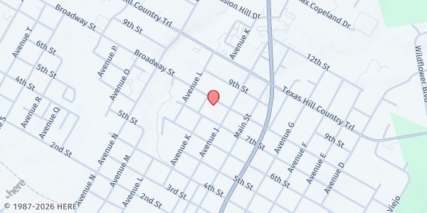 Map showing Helping Center Marble Falls at 1016 Broadway, Marble Falls, TX