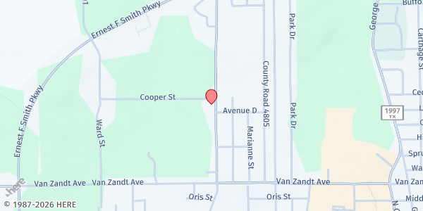 Map showing The Bridge of Compassion at 2303 Norwood St., Marshall, TX