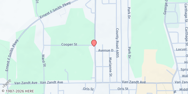 Map showing The Bridge of Compassion at 2303 Norwood St, Marshall, TX