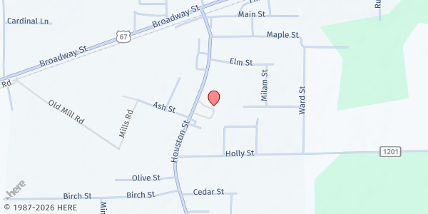 Map showing First Baptist Church Maud at 362 Houston St., Maud, TX