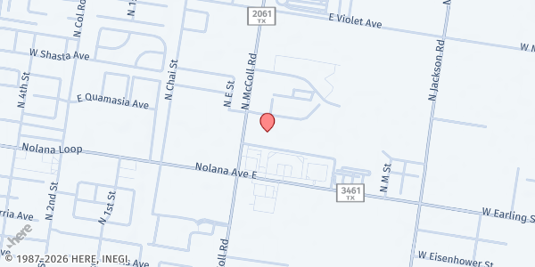 Map showing First United Methodist at 4200 N. McColl, McAllen, TX