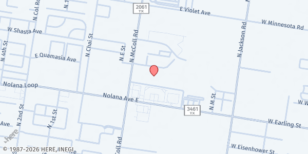 Map showing McAllen First UMC at 4200 N. McColl Rd., McAllen, TX