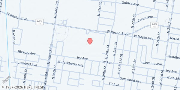 Map showing South Texas College - Pecan Campus Food Pantry at 3201 W. Pecan Blvd, McAllen, TX