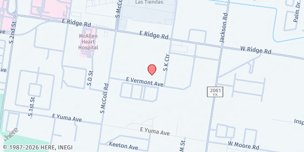 Map showing STC - NAHC at 1101 E. Vermont Ave., McAllen, TX