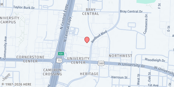 Map showing Above All Things Dream Foundation at 1702 W. University Drive, McKinney, TX