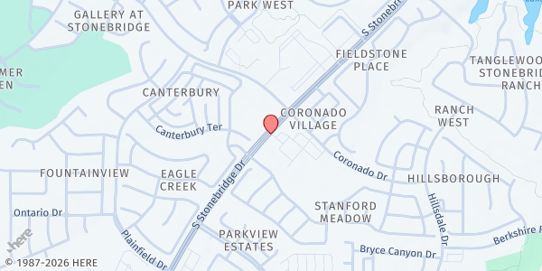 Map showing Crosspoint Church at 2101 SOUTH STONEBRIDGE DRIVE, McKinney, TX