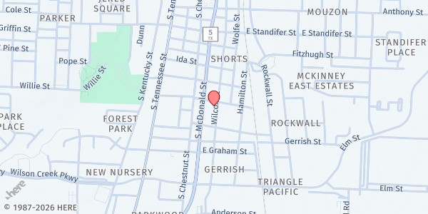 Map showing Fahma Humanitarian Organization International at 904 Wilcox St., McKinney, TX