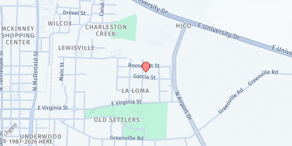 Map showing Little Free Pantry at Holy Family Church at 404 Lincoln St., McKinney, TX