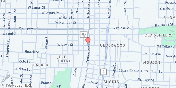 Map showing McKinney Little Free Pantry-Downtown Davis St. at 110 Davis St., McKinney, TX