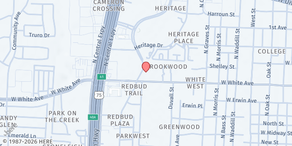 Map showing McKinney Little Free Pantry @ First Presbyterian McKinney at 2000 W White Ave, McKinney, TX