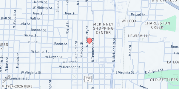 Map showing McKinney Little Free Pantry @ The Art House at 502 N Kentucky Street, McKinney, TX
