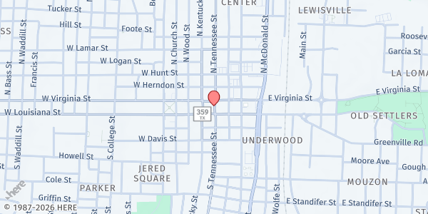 Map showing The Parks Church at 111 N Tennessee St, McKinney, TX