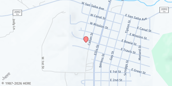 Map showing Menard County Community Center at 303 Travis St., Menard, TX