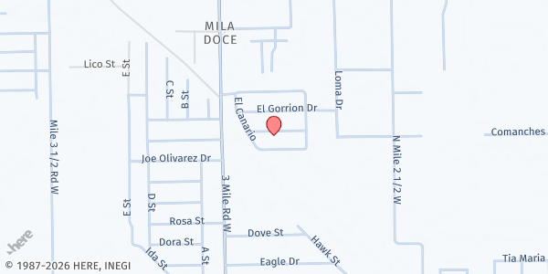 Map showing Templo Shalom Pentecostes de Cristo at 3616 La Godornis St., Mercedes, TX