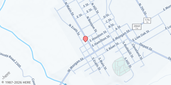 Map showing EpiCenter Youth Complex Mobile at 300 N. Main Street, Meridian, TX