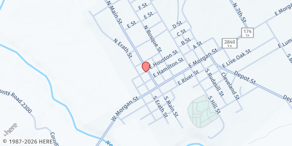 Map showing Meridian Mobile at 214 N Main ST, Meridian, TX