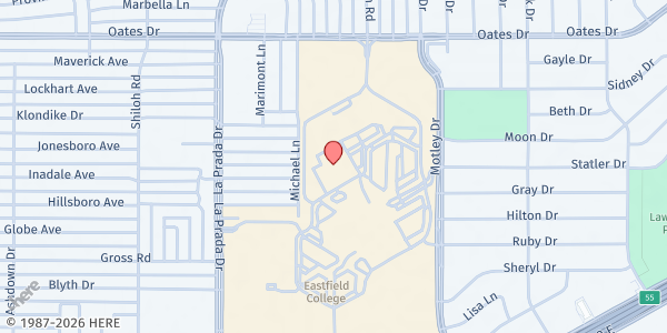 Map showing Dallas College Eastfield Campus - T Building at T Building, 3737 Motley Dr., Mesquite, TX