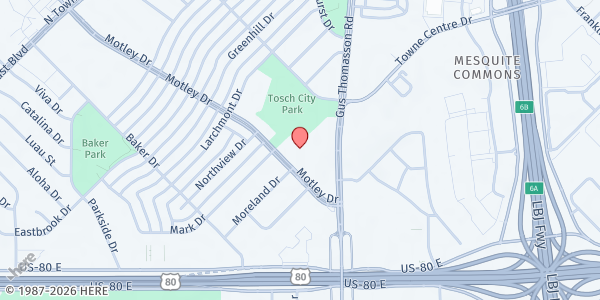 Map showing Igbo Community Assoc. Of Nigeria - Food Pantry at 2425 Gus Thomasson Rd., Mesquite, TX