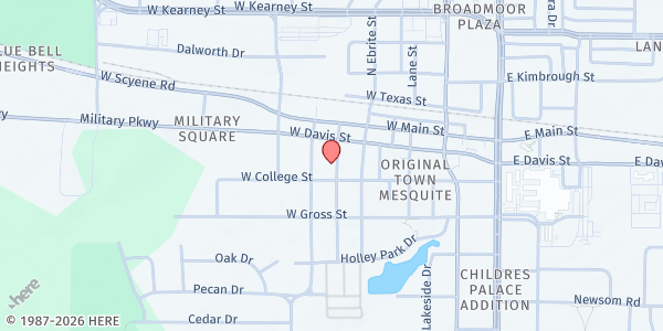 Map showing Mesquite Church Of Christ- Yellow House at 217 S Locust St, Mesquite, TX