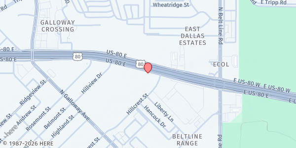 Map showing Mesquite Friendship Baptist Church at 680 US-80, Mesquite, TX