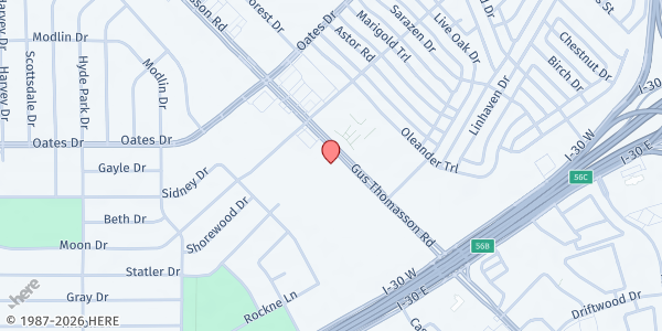 Map showing Redeemed Christian Church of God - Living Word Parish at 4201 Gus Thomasson Rd., Mesquite, TX