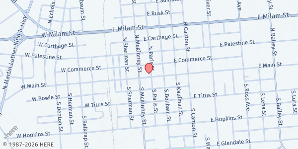 Map showing Caritas of Mexia at 111 North Paris St., Mexia, TX
