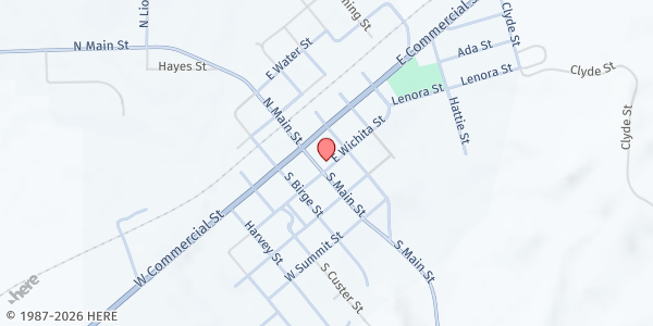 Map showing Miami Ministerial Alliance at 125 S Main St., Miami, TX